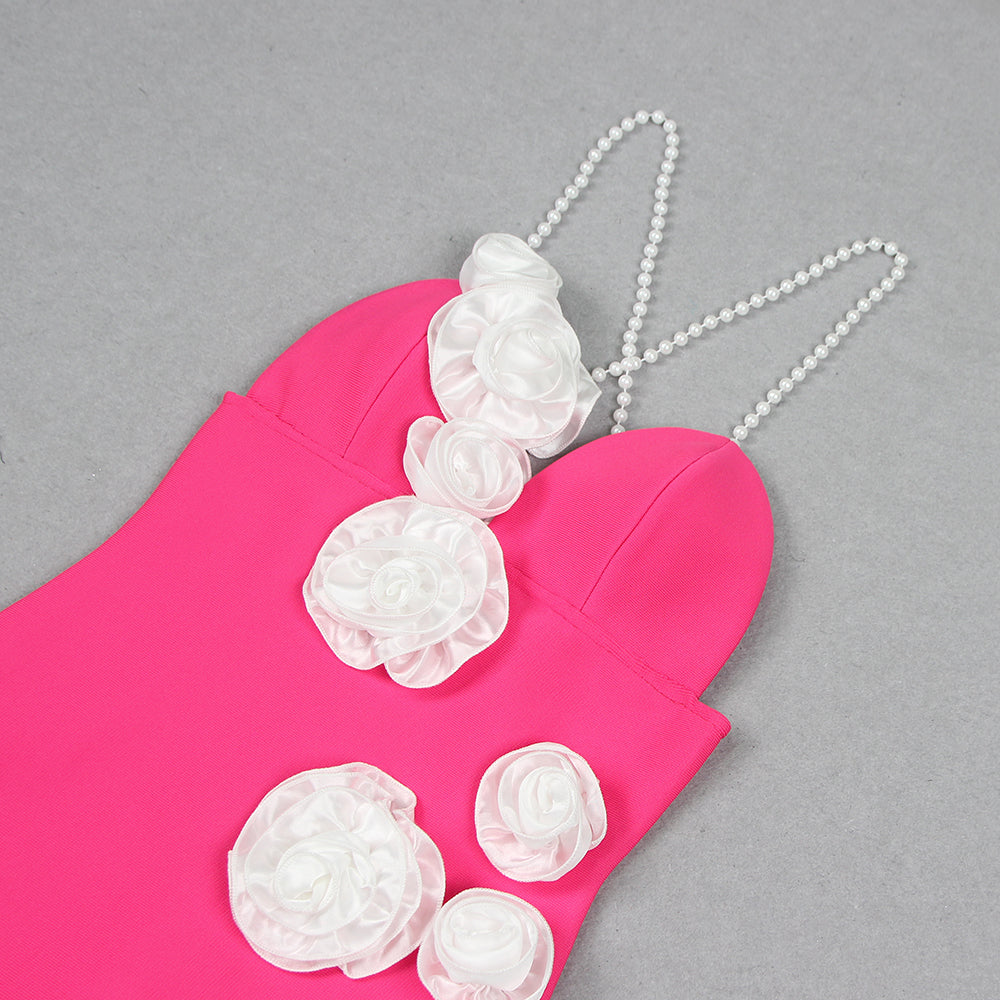 IKIA Flower Pearls Maxi Bandage Dress