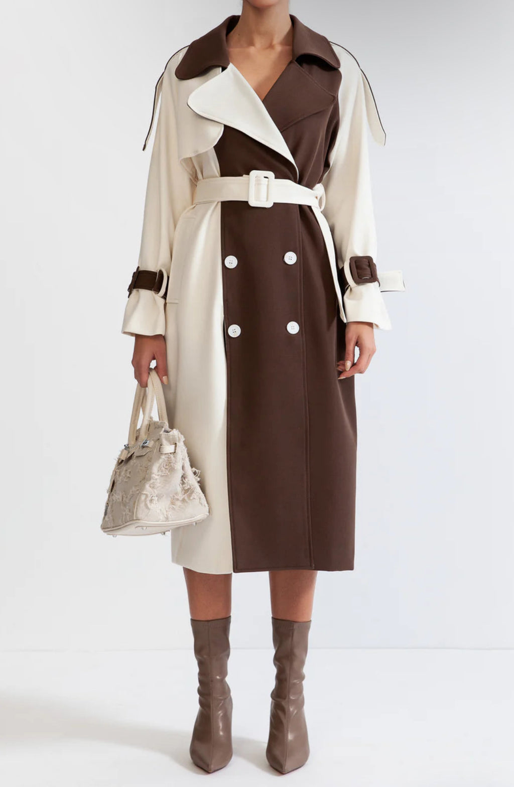 NEXT DAY DELIVERY VILDE Bicolor Luxury Bodycon Coat Dress