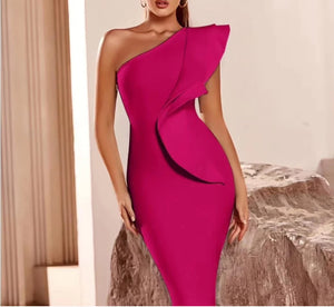 NEXT DAY DELIVERY SIFREDA One Shoulder Ruffle Bandage Dress