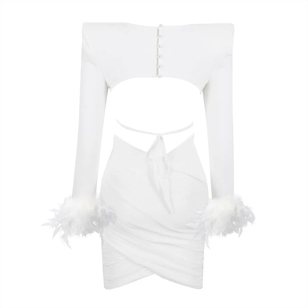 NEXT DAY DELIVERY ANGEL Long Sleeve Crop Top Bandage Set