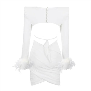 NEXT DAY DELIVERY ANGEL Long Sleeve Crop Top Bandage Set