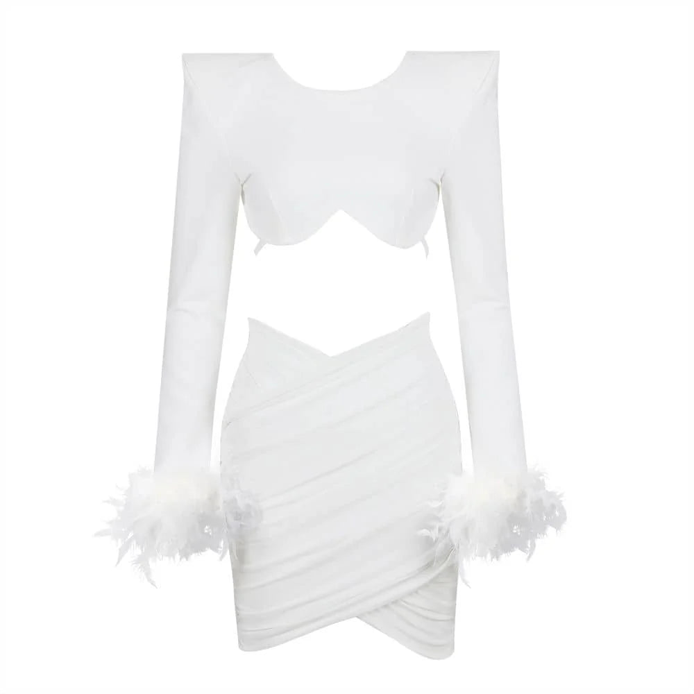 NEXT DAY DELIVERY ANGEL Long Sleeve Crop Top Bandage Set