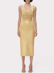 NEXT DAY DELIVERY EBBA Gold Metallic Bandage Dress