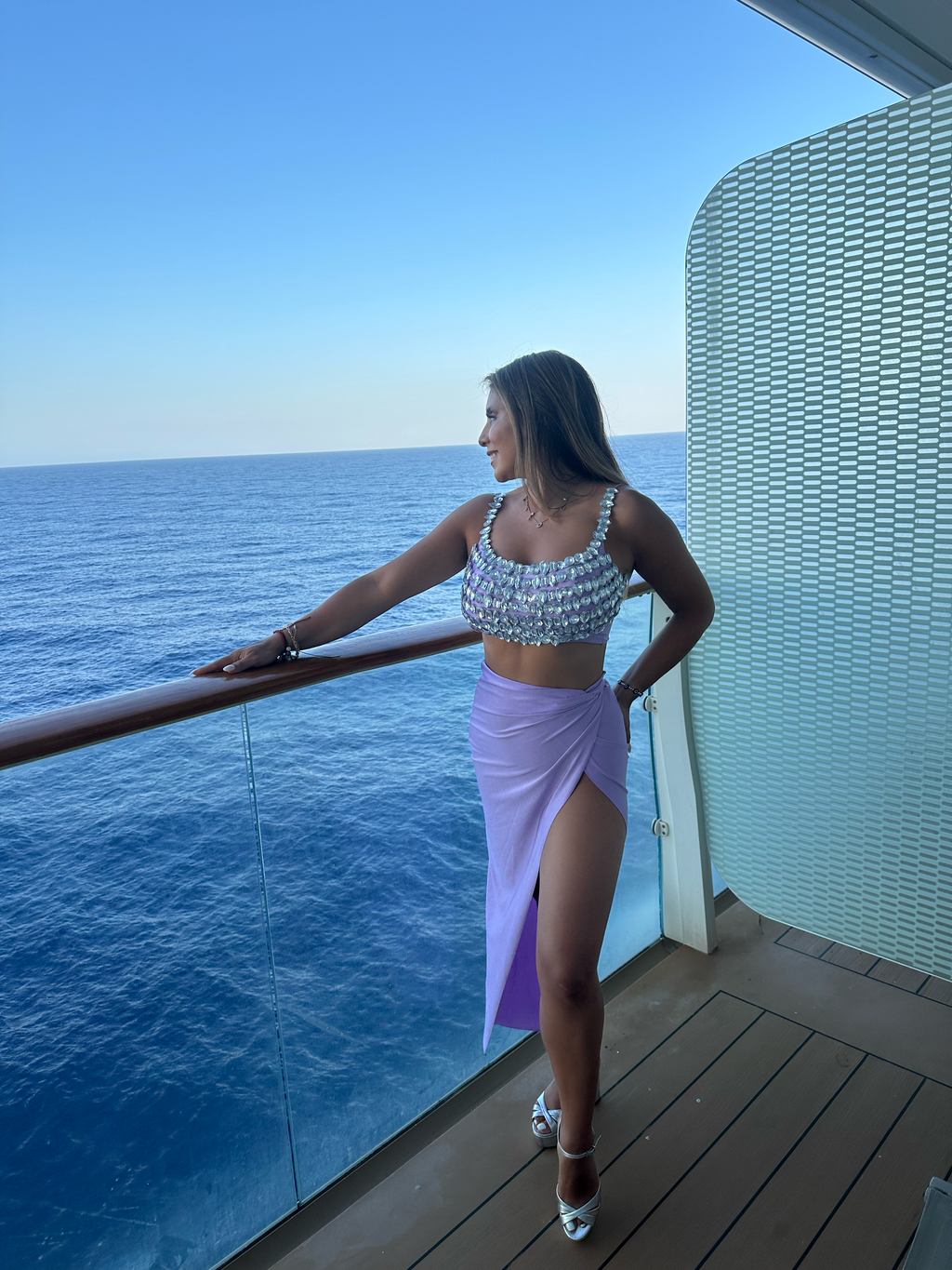 NEXT DAY DELIVERY MARIE CRYSTAL EMBELLISHED SEQUIN CROP TOP AND MAXI SKIRT TWO PIECE SET