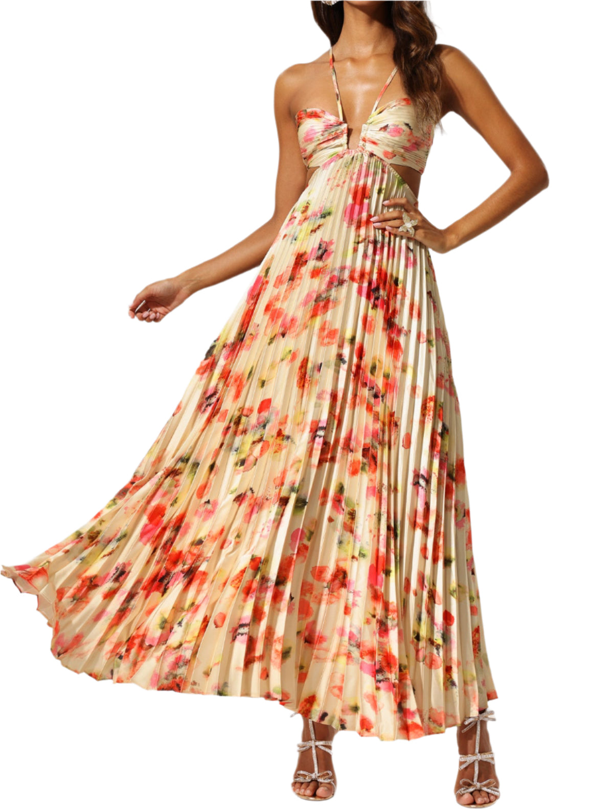 VENUS Cut Out Flowers Maxi Dress
