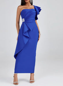 NEXT DAY DELIVERY FABRIZIA One Shoulder Ruffle Bandage Maxi Dress