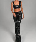 NEXT DAY DELIVERY CLARA Vegan Leather with Crystals Set
