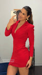 MILOS Long Sleeve V Neck Bodycon Dress