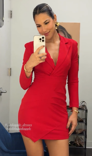 MILOS Long Sleeve V Neck Bodycon Dress