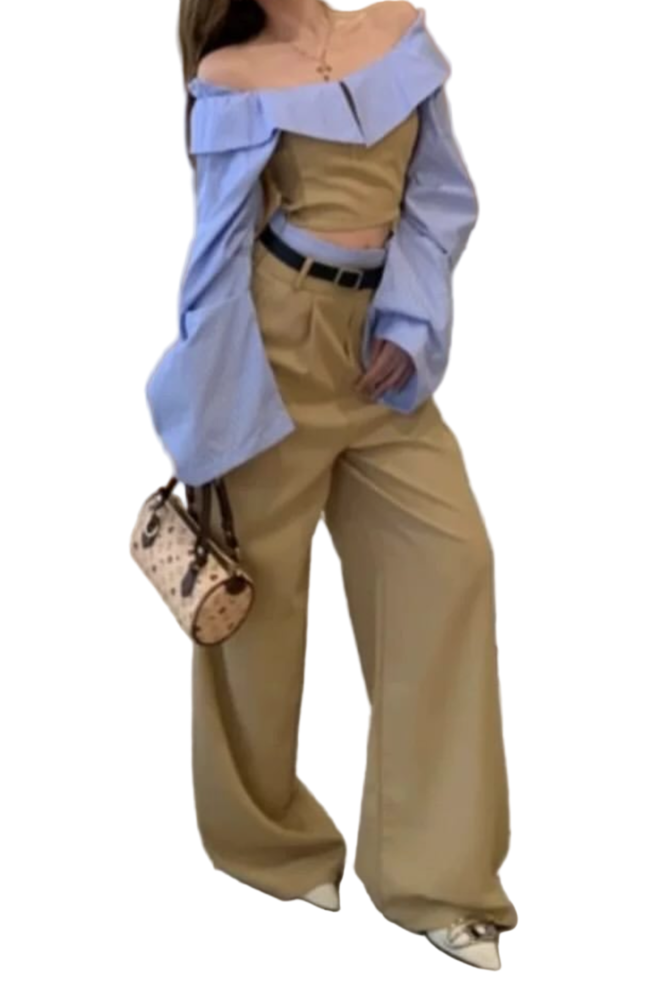 BINNAZ Crop Top and Wide Bodycon Pants Set