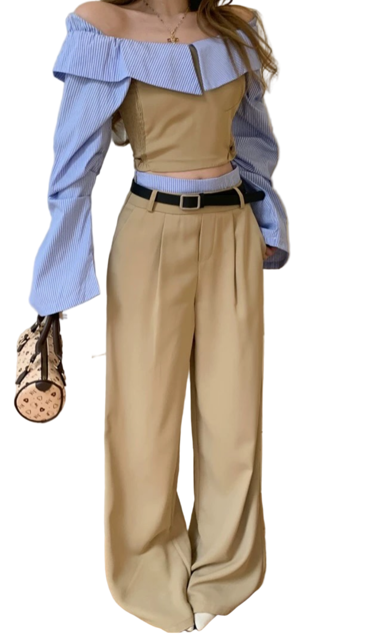 BINNAZ Crop Top and Wide Bodycon Pants Set