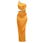 NEXT DAY DELIVERY FURLA Satin One Shoulder Bodycon Ginger Dress