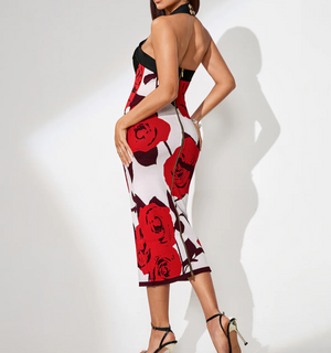 KALA Button Front Floral Bandage Dress