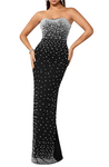 MIRNA Elegant Pearl Embellished Evening Dress