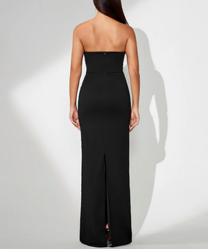 MIRNA Elegant Pearl Embellished Evening Dress