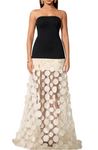 RAINA Polka Dot Spliced Maxi Dress