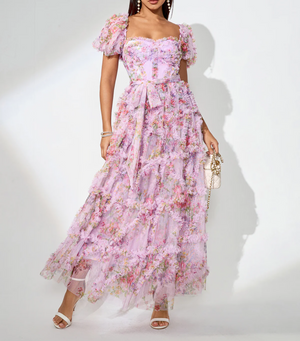 ACALIA Puff Sleeve Floral Fairy Dress