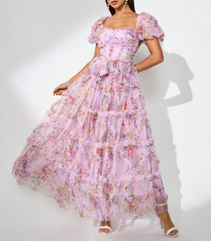 ACALIA Puff Sleeve Floral Fairy Dress
