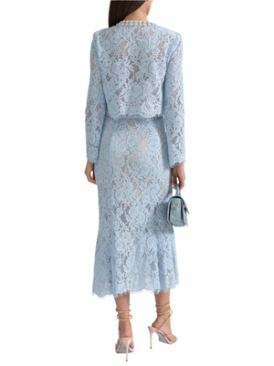 NANA LACE CO-ORD WITH SPARKLING NECKLINE EMBELLISHMENTS AND MIDI SKIRT