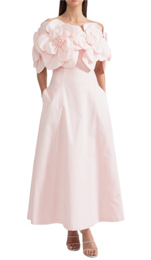 VANESSA Off Shoulder 3D Flowers Maxi Bodycon Dress