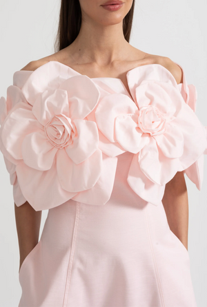 VANESSA Off Shoulder 3D Flowers Maxi Bodycon Dress