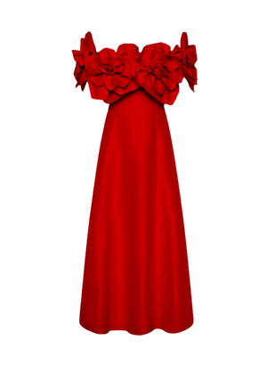 VANESSA Off Shoulder 3D Flowers Maxi Bodycon Dress