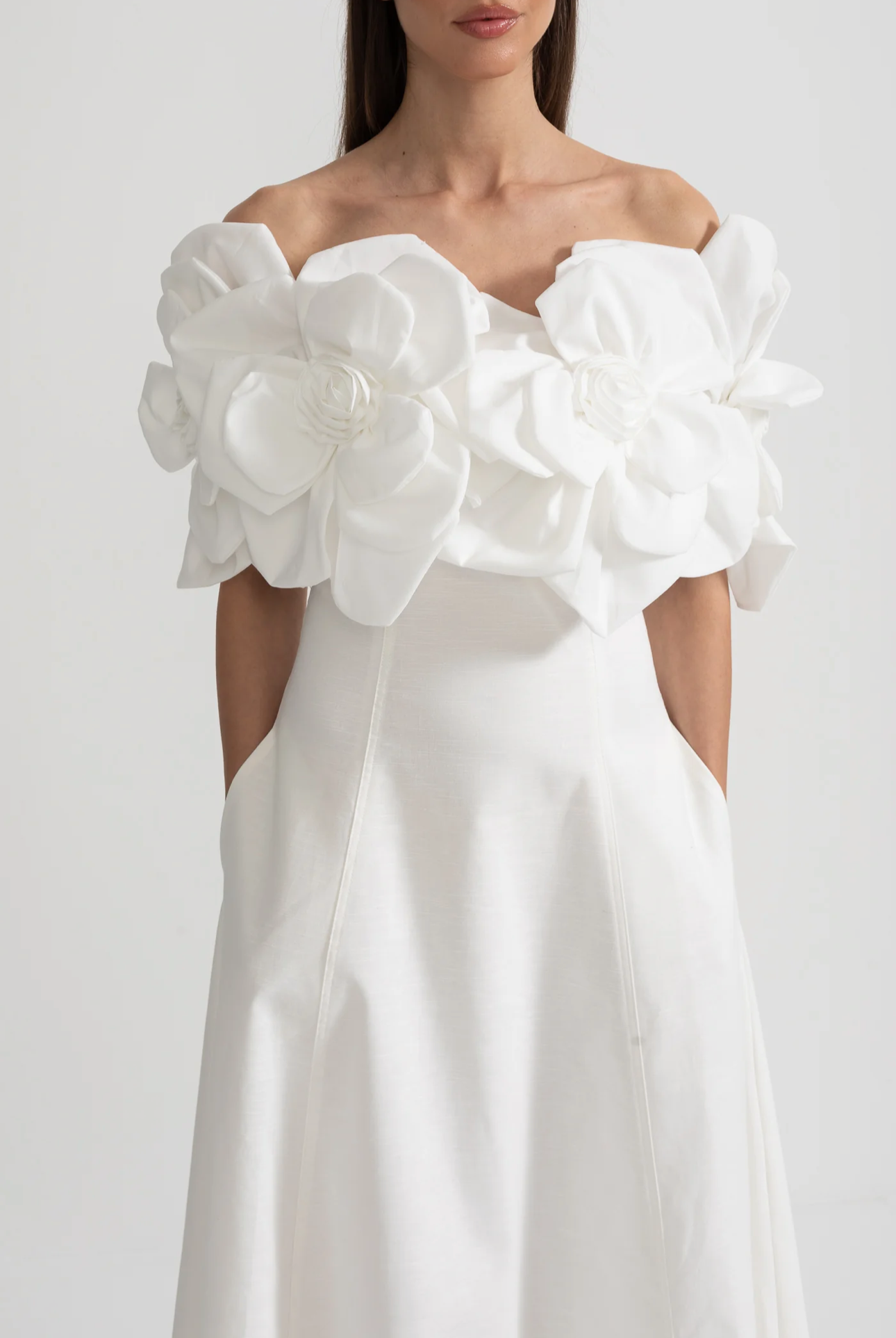 VANESSA Off Shoulder 3D Flowers Maxi Bodycon Dress