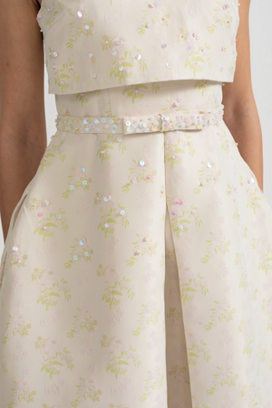 CAROLINE Luxury Embroidered with front Slit Bodycon Dress