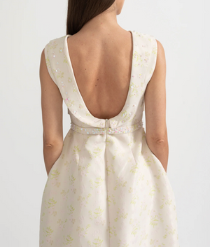 CAROLINE Luxury Embroidered with front Slit Bodycon Dress