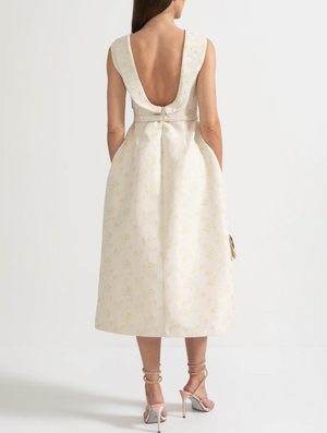 CAROLINE Luxury Embroidered with front Slit Bodycon Dress