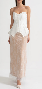 MILENKA Elegant Crystals Corsets with Lace Skirt Set