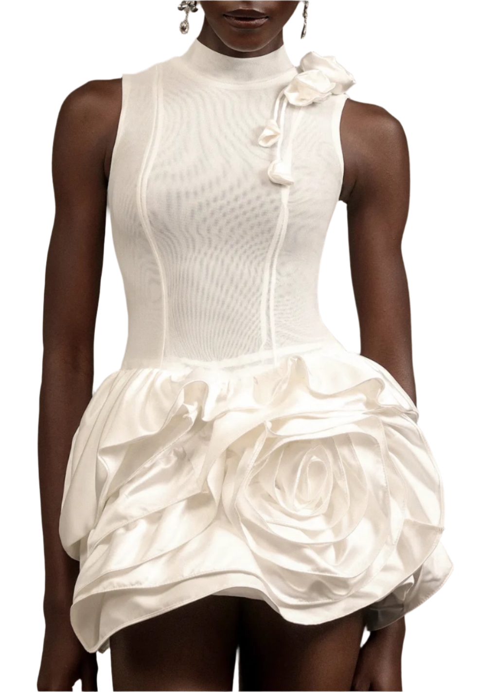 ALISSON High Neck 3D Flower Mini Dress