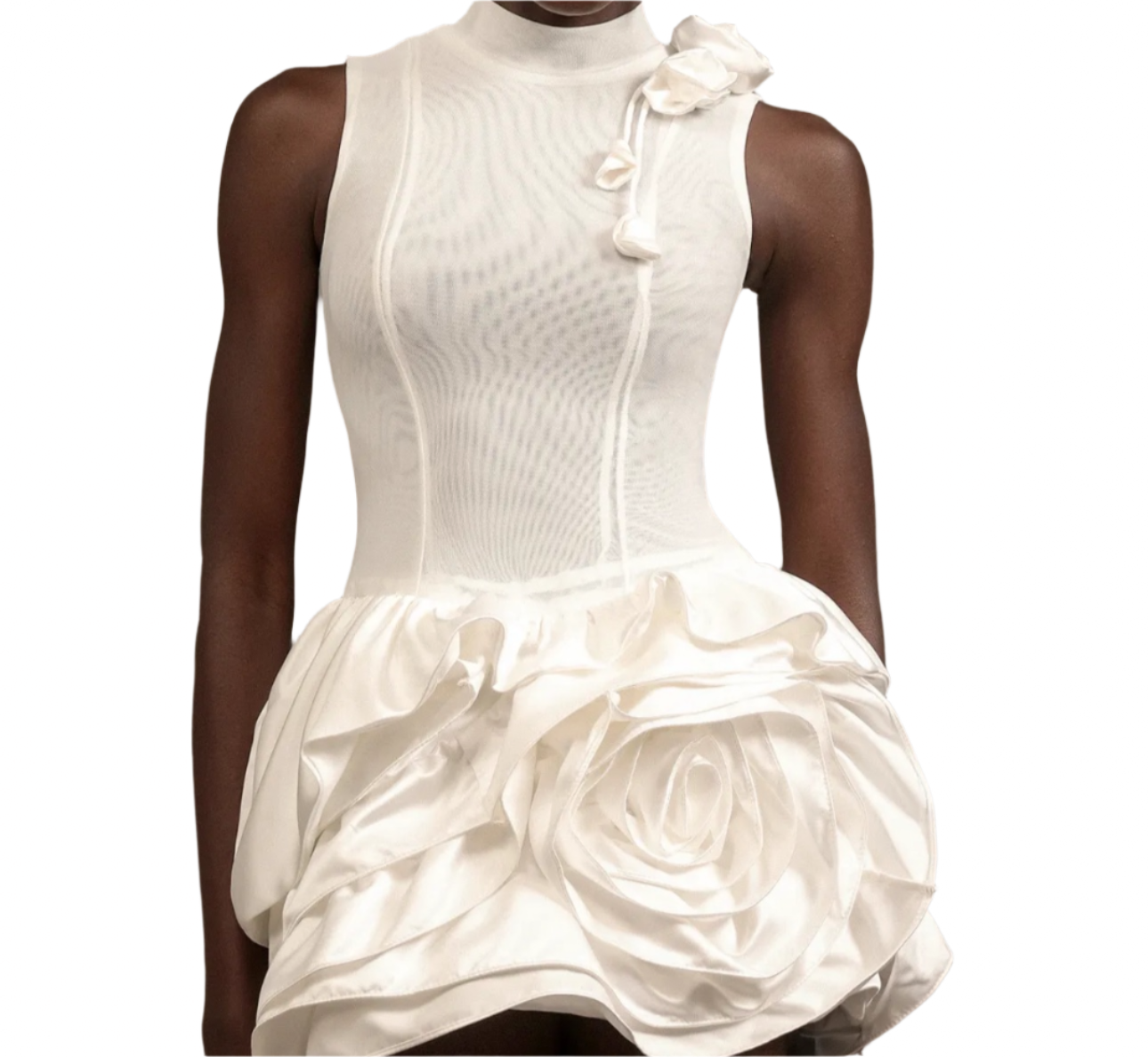 ALISSON High Neck 3D Flower Mini Dress