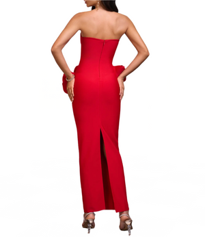 FRIEDA Strapless Roses Floral Bandage Dress