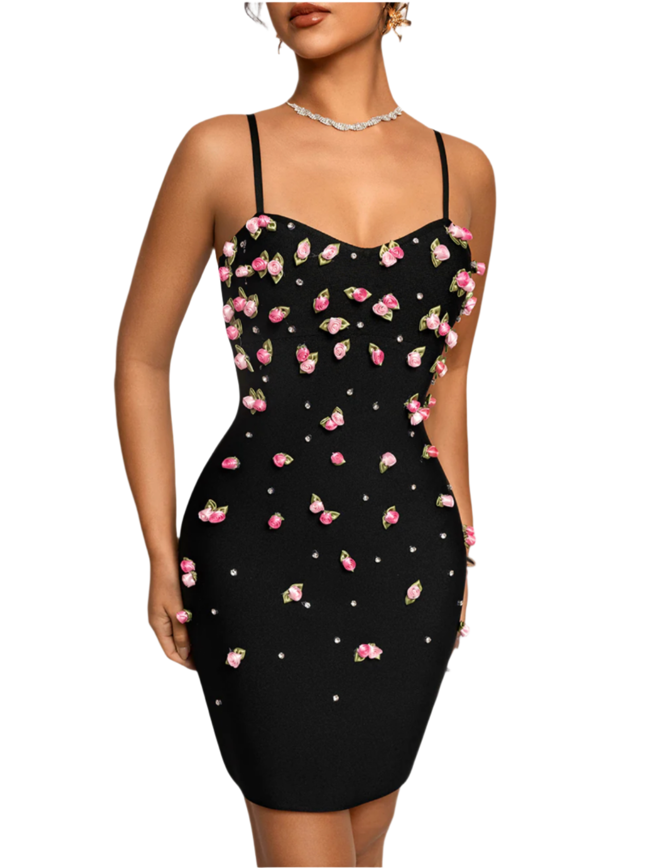 OCEANIA 3D Flowers Backless Bandage Dress