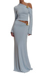 JENNEL Long Sleeve Gold Flower Maxi Set