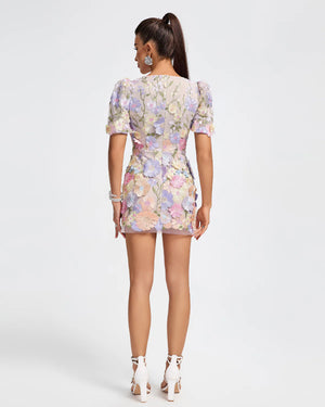 JESSY Lace 3D Floral Mini Dress