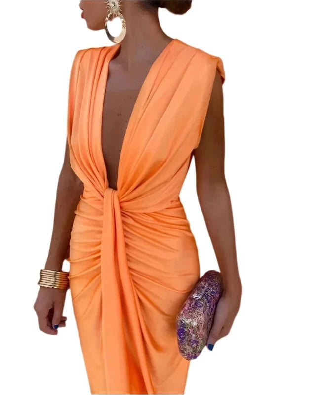 JIN Sexy V Neck Bodycon Dress