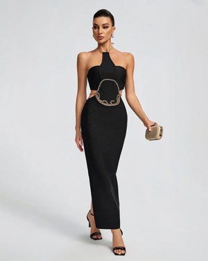 KARLA Gold Chain Waist Cutout Bandage Dress