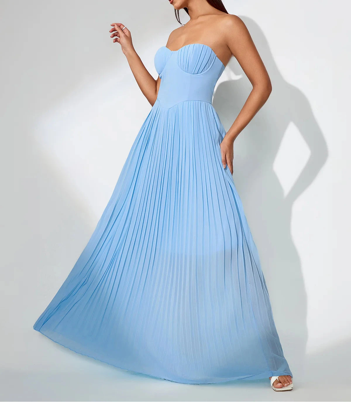 KASIAH Ocean Blue Strapless Maxi Dress