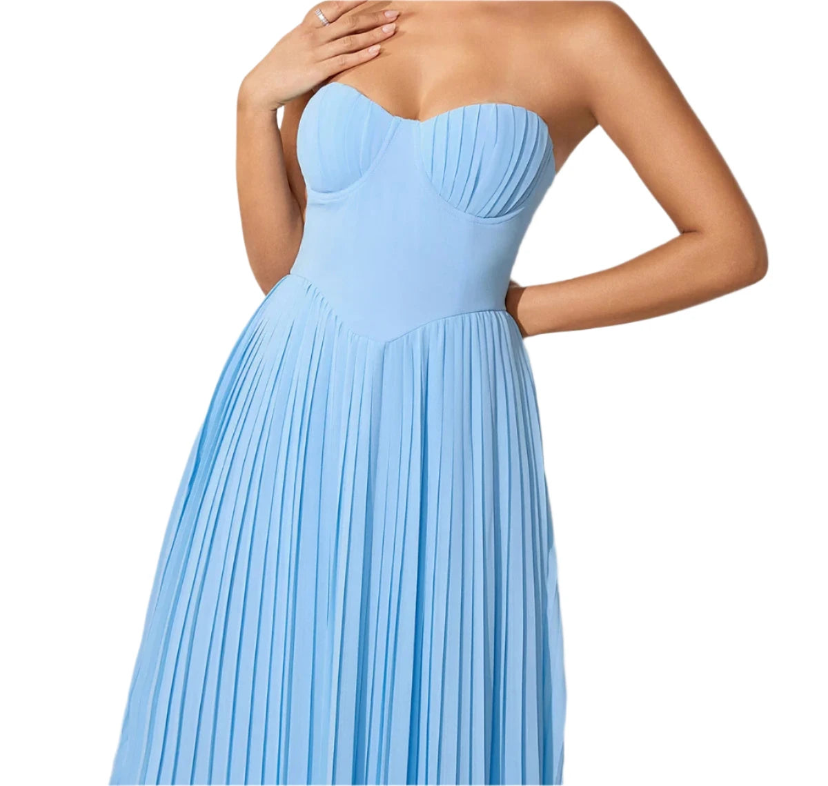 KASIAH Ocean Blue Strapless Maxi Dress