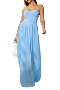 KASIAH Ocean Blue Strapless Maxi Dress