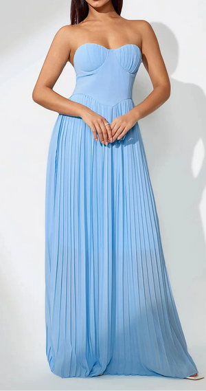 KASIAH Ocean Blue Strapless Maxi Dress