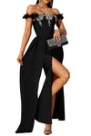 LEONOR Strapless Feathers and Crystals Maxi Bandage Dress
