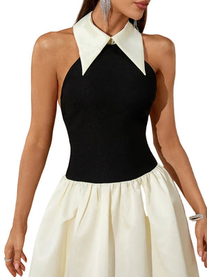 LIDIA Bicolor Open Back Maxi Dress