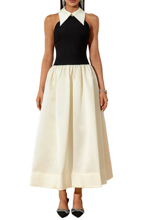 LIDIA Bicolor Open Back Maxi Dress