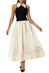 LIDIA Bicolor Open Back Maxi Dress