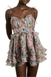 LINA Flowers Corset Mini Bodycon Dress