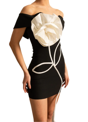 LISA 3D Big Flower Mini Bandage Dress