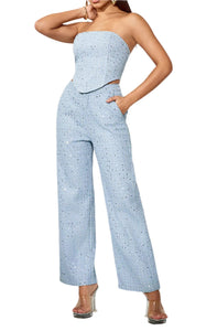 NEXT DAY DELIVERY LORENZA Sky-Blue Sequin Two Piece Set